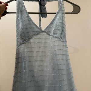 Elegant Light Blue Sleeveless Dress